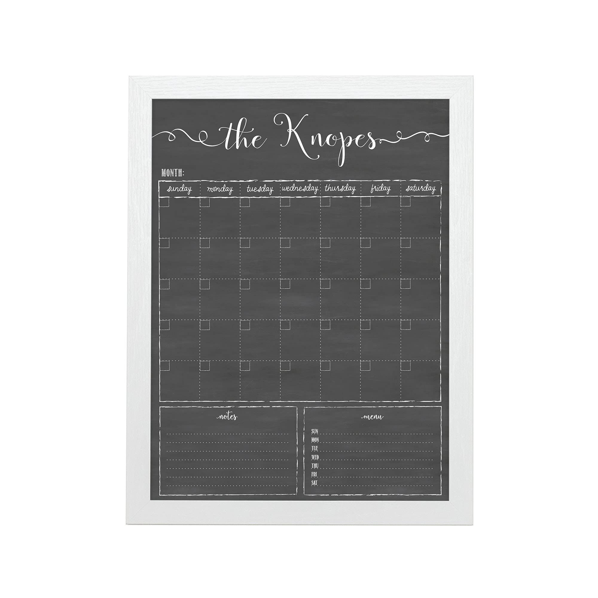 Personalized Dry Erase Framed Calendar - Customizable Chalkboard Style Wall Calendar - 18x24 or 24x36 - Non-Glare, Ready to hang dry erase calendar for wall, Made in the USA
