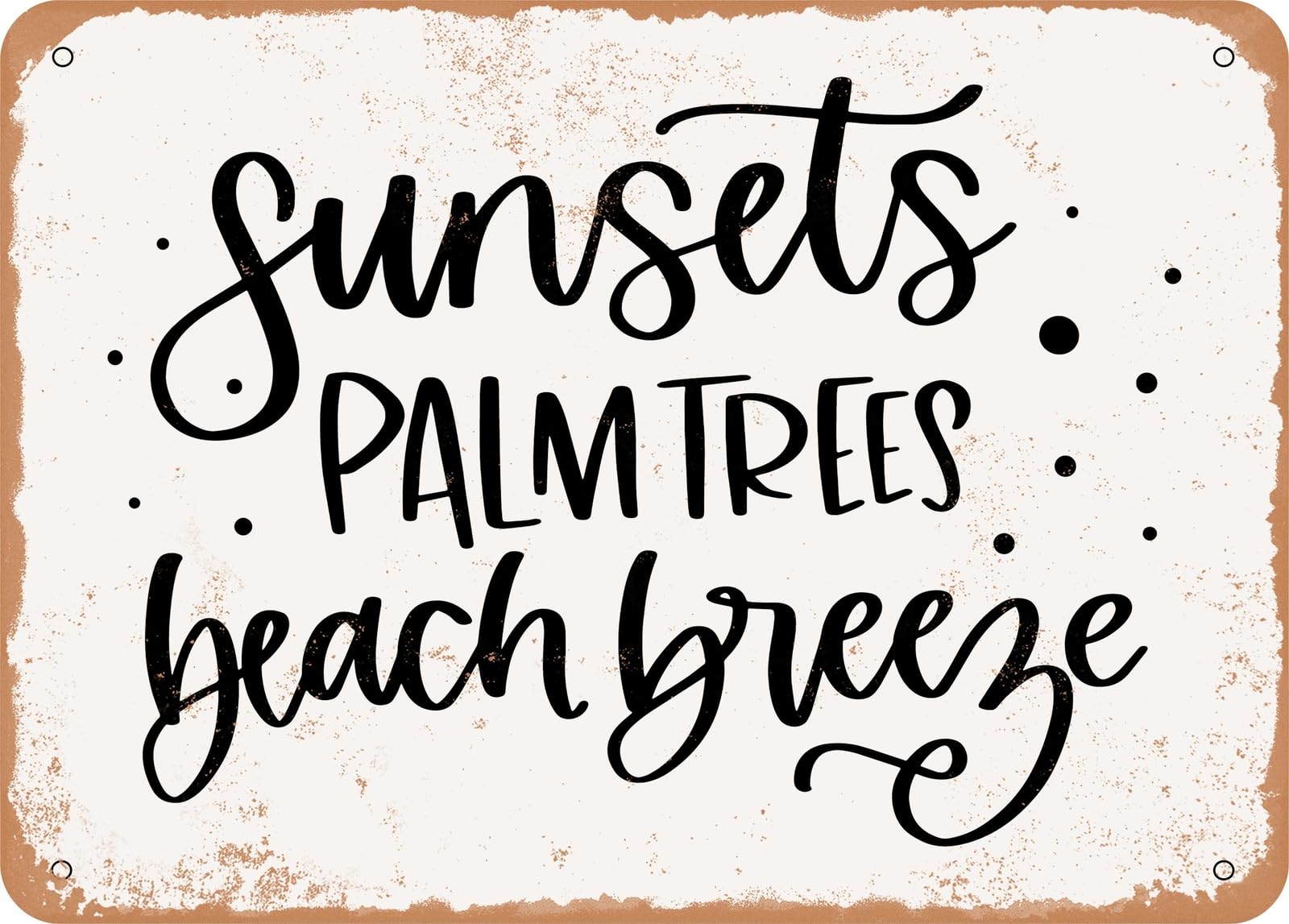Miaomansenstore Metal Sign - Sunsets Palm Trees Beach Breeze - Vintage Look Sign Home Decor