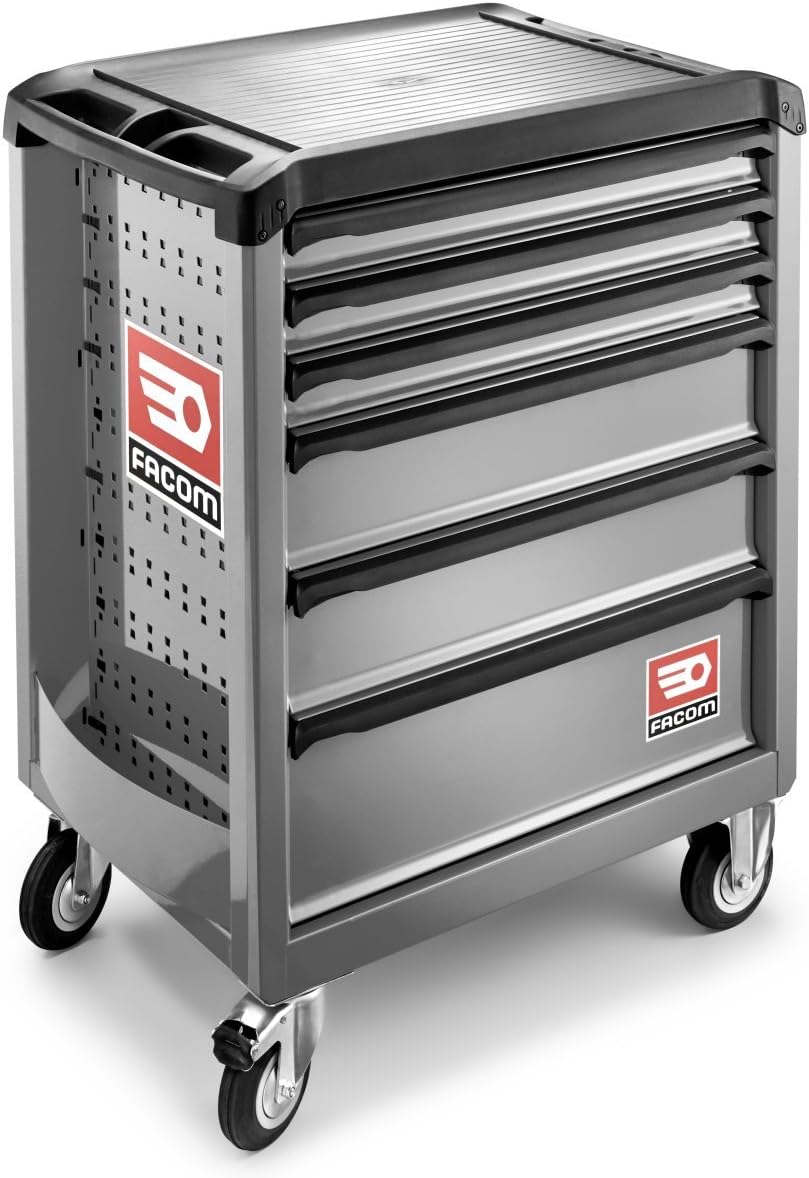 FACOM ROLL.6GM3 Roll and Roller Cabinet with 6 Drawers, 3 Modules Per Drawer, Grey