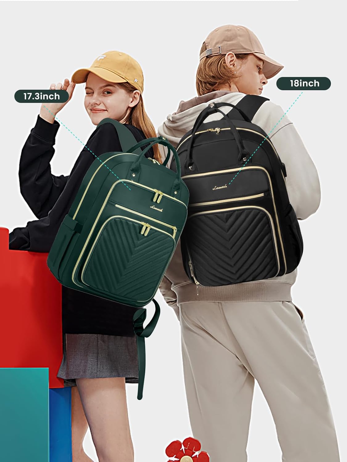 LOVEVOOK Laptop Backpack for Women, Water Resistant Travel Work Backpacks Purse Stylish Business Teacher Nurse Computer Bag with USB Charging Port,Dark Green - Image 2