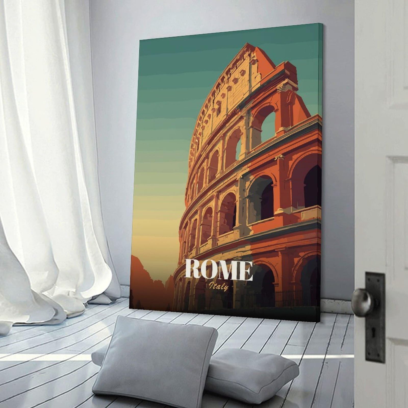 Junmoney Rome Colosseum Italy Travel Wall Art Print, 20x30inch(50x75cm), for Bedroom Decor, Cosy Corners Or Studios, Decorative Wall Art for Cosy Rooms