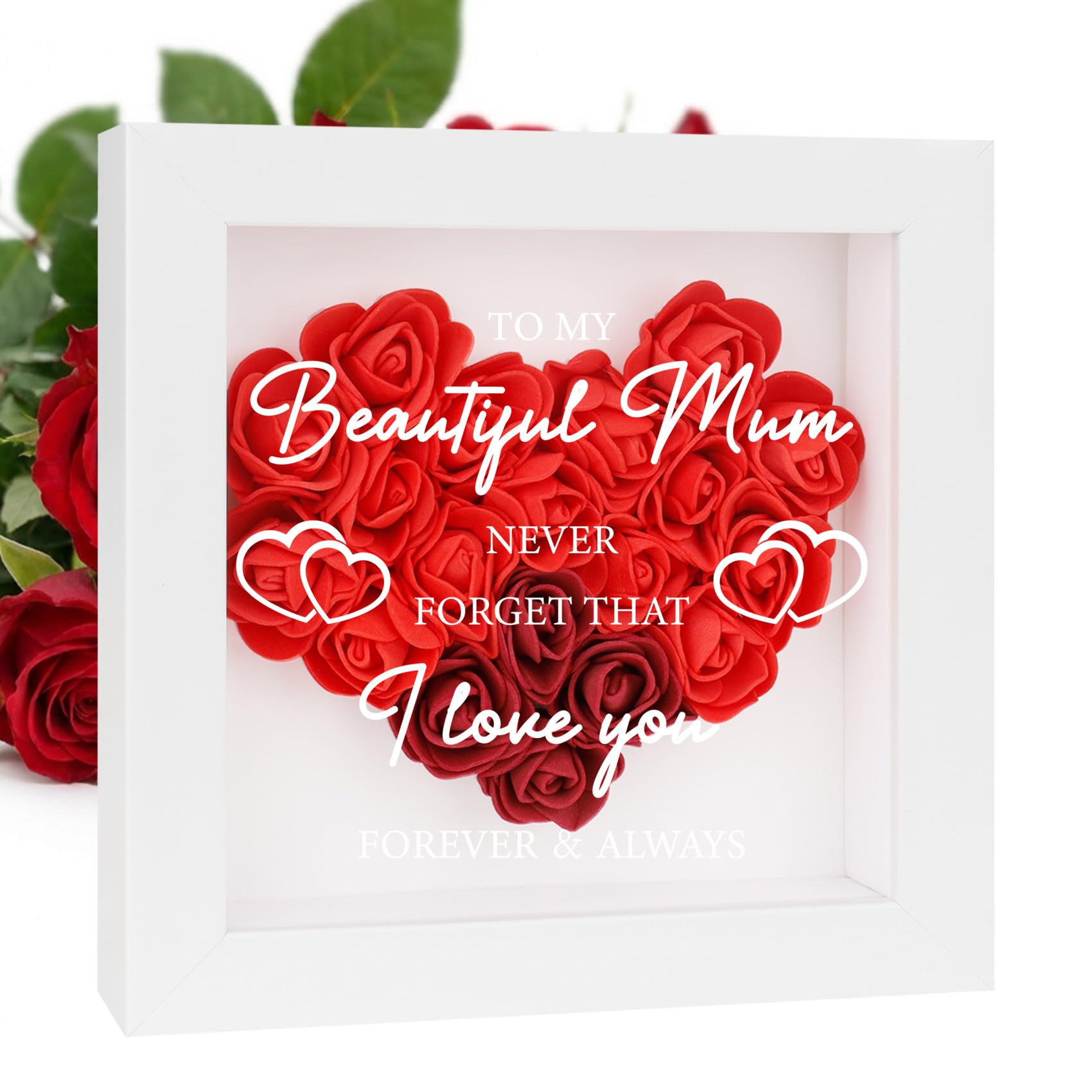 Mothers Day Photo Frames Forever Roses Flower Box Mum Birthday Gifts Best Mum Gift From Daughter Mummy Gift For Mum Flowers Gift Presents For Mum Shadow Box Mum Christmas Valentines Presents
