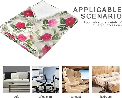 Miniatura 4 de Red Flowers Modern Sofa Throw Blanket 60"x90" Ultra-Soft Holiday Blanket for Camping, Chair, Camping, Winter Microfiber Microfiber Flannel Blanket