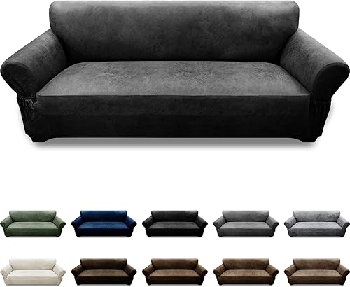 Miniatura 108 de Fundas para sillón con cojines en forma de T de 2 piezas, apariencia de cuero, funda para sofá, funda para silla, protector elástico para muebles,