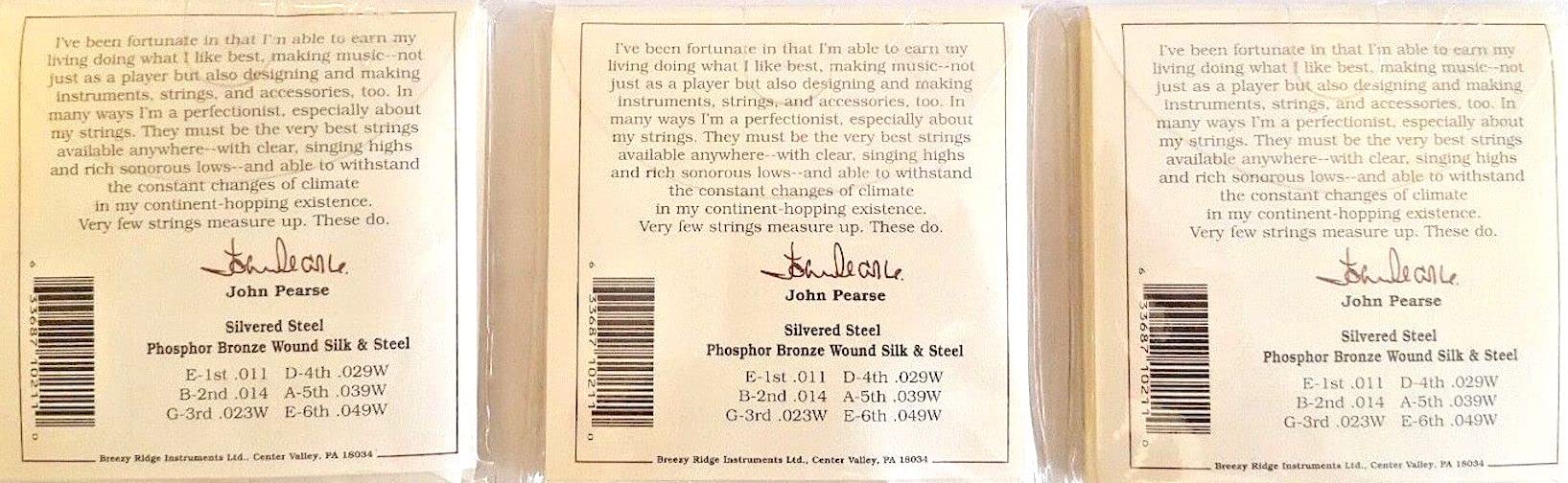 John Pearse corde per chitarra acustica Pack 3 seta ferita Phos bronzo # 510L