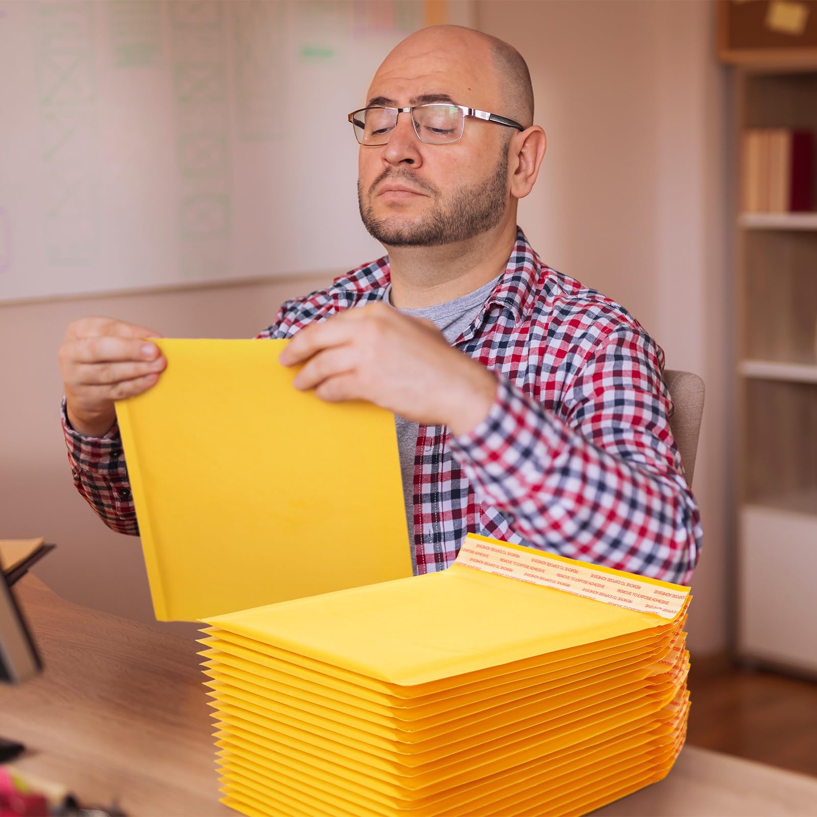 Tioncy Lot de 100 enveloppes à bulles en kraft pour petites entreprises, 18,3 x 20,5 cm, enveloppes rembourrées pour CD, jeux vidéo