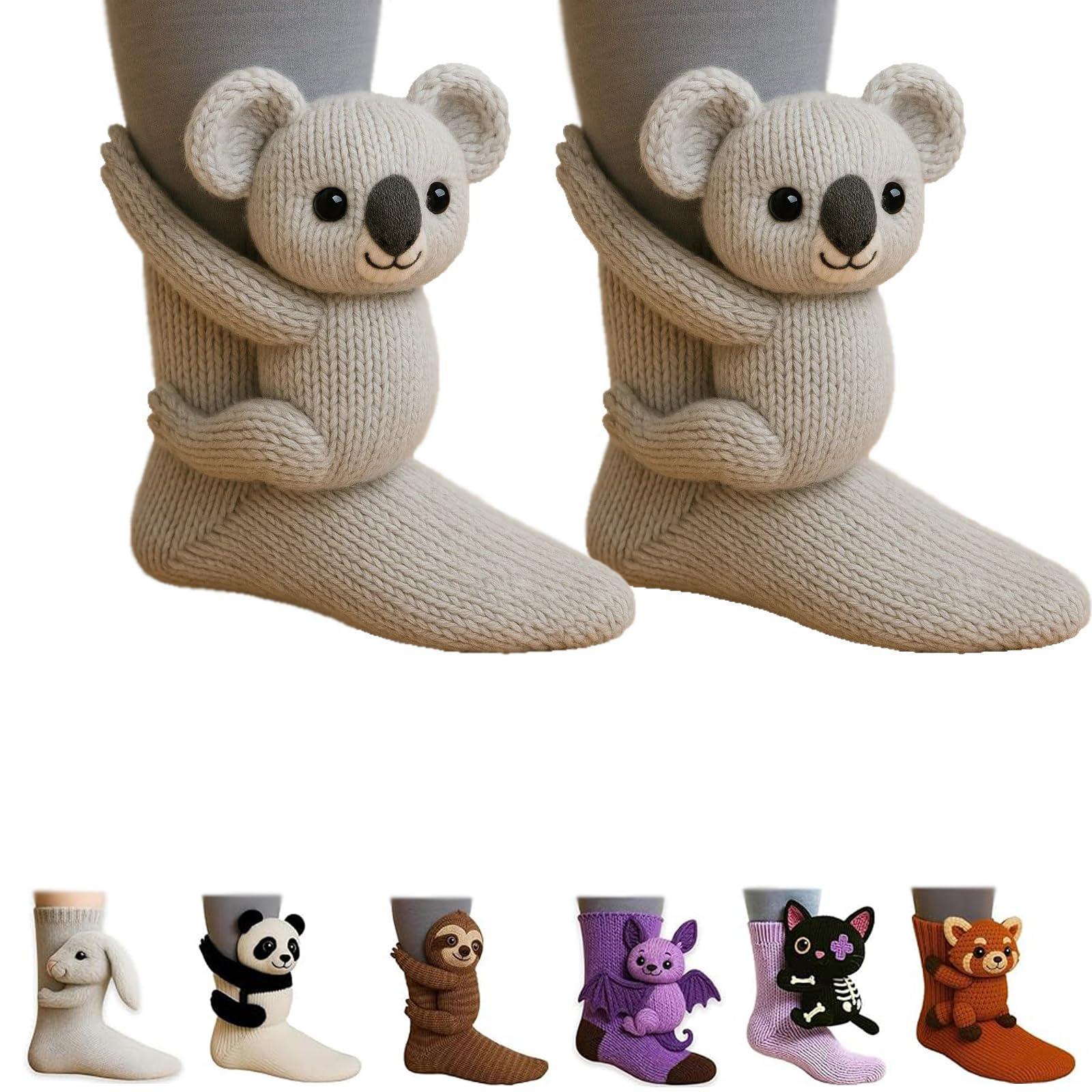 Actso Unisex B 3D Knit Animal Socks,3D Knit Animal Socks Funny Christmas Compression Socks,Knit Animal Socks,Cow Hand Socks, Novelty Floor Sock For Christmas, Cute And Warm, For