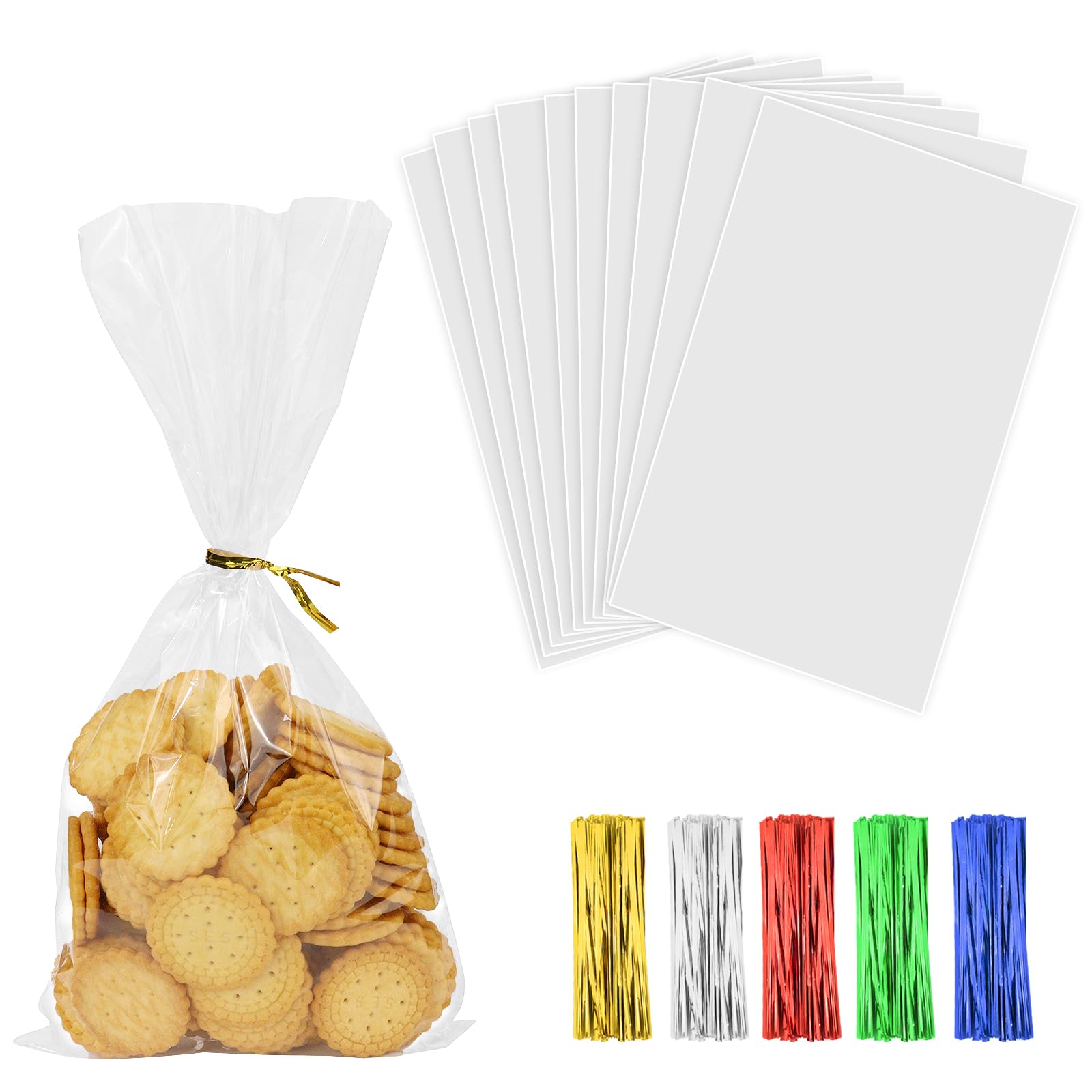 Photo 1 of 100PCS Cellophane Treat Bags 6x12 Inches Clear Plastic Gift Bags with Twist Ties Cello Party Favor Bags for Wrapping Halloween Christmas Gifts, Candies, Dessert, Bakery, Cookies, Chocolate, Popcorn