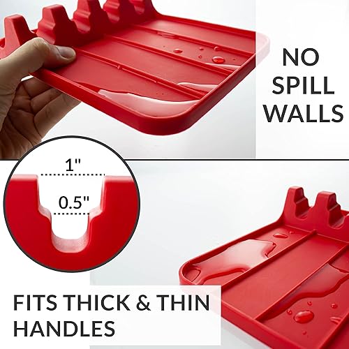 Miniatura 4 de Soporte de silicona para utensilios y cucharas, resistente al calor para múltiples utensilios, almohadilla de goteo apta para lavavajillas para