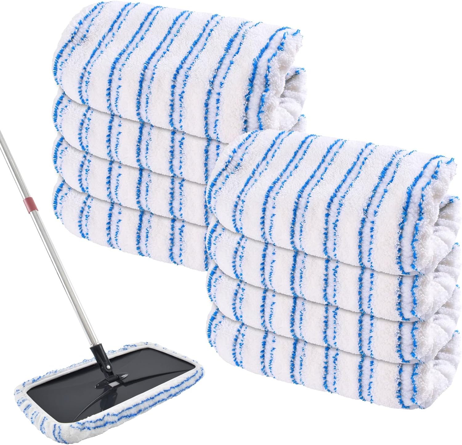 8 Pack Mop Heads Replacements for OCedar Hardwood Floor 'N More Microfiber Mops,Terry Cloth Mops Refills 15 x 8 Flat Dust Mop Pads for O Cedar mop, Washable & Reusable Mopping Pads