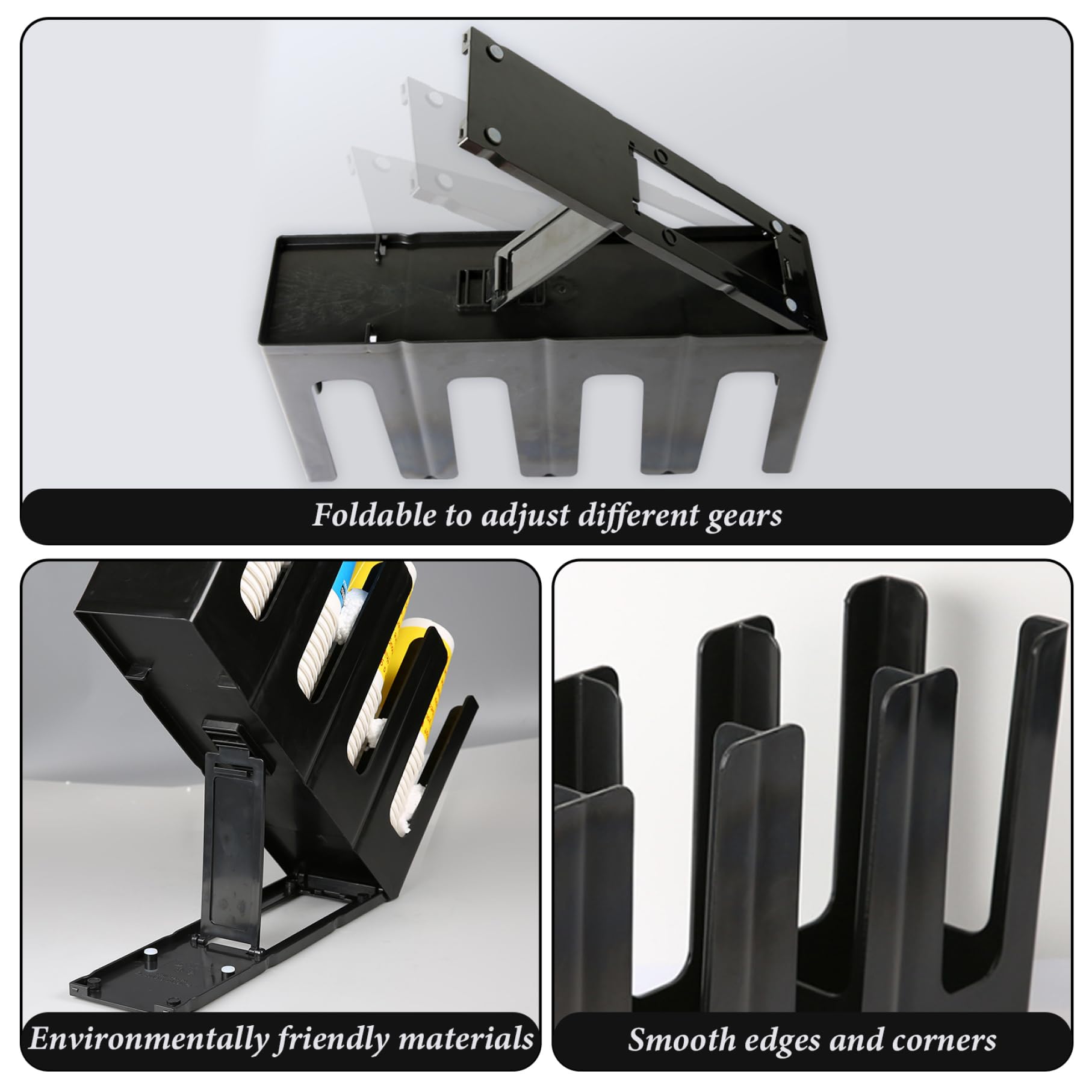 Portavasos de papel 18x5x9.5 Portavasos desechables de plástico negro con 4 compartimentos con base ajustable para ajuste de altura para restaurante, oficina, habitación de invitados, cafetería