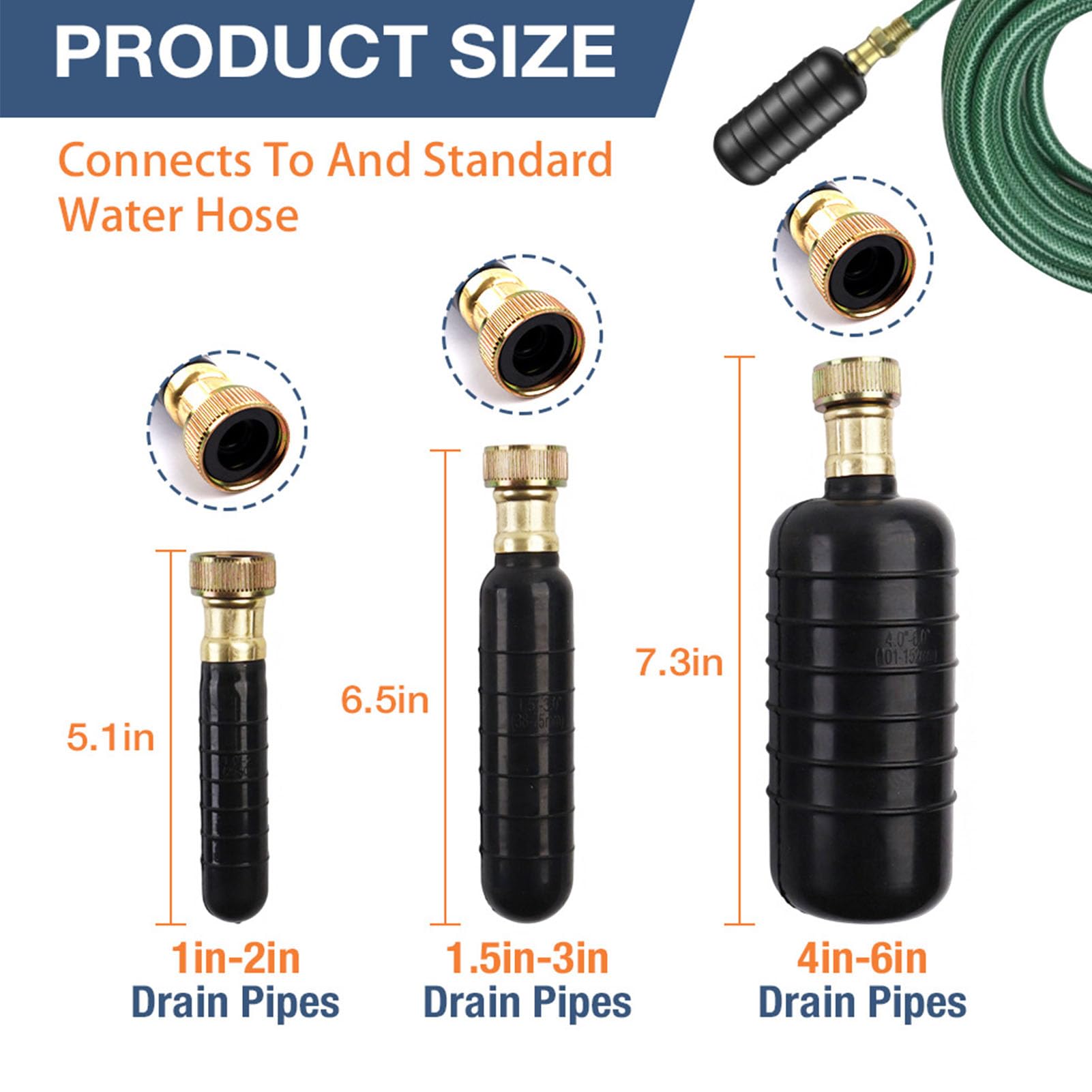 Kit Desatascador con 3 Vejigas de Goma para Tuberías (natural