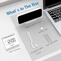 Vista 8 de Alarm Clocks for Bedrooms, Slim LED Mirror Digital Alarm Clock, Large Display with Diming Mode, Dual Alarms & USB Ports, 4 Levels Brightness, Desk