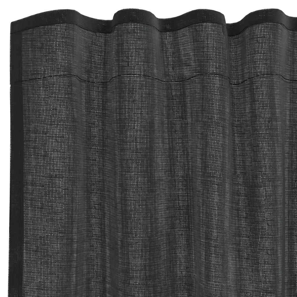 Lot de 2 rideaux en voile avec passe-tringle - Noir - 140 x 260 cm - En polyester - Décoration de fenêtre - Protection contre les regards indiscrets et la diffusion de la lumière dans le
