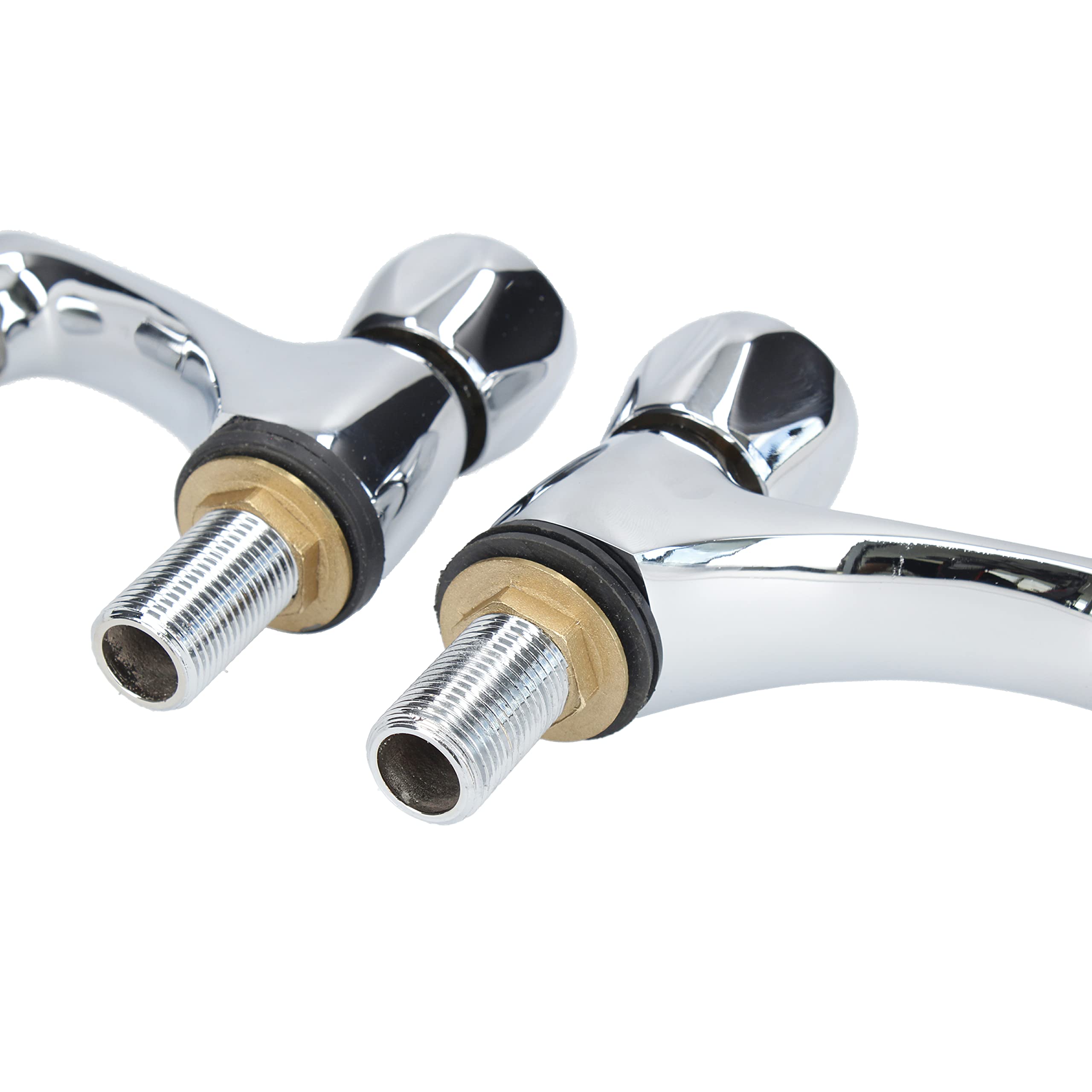 Fontastock URBEL FSKFGB004 Set de 2 grifos Individuales para Lavabo, Agua fría/Agua Caliente, Soportes de fijación, maneta de Zinc y Cuerpo de latón