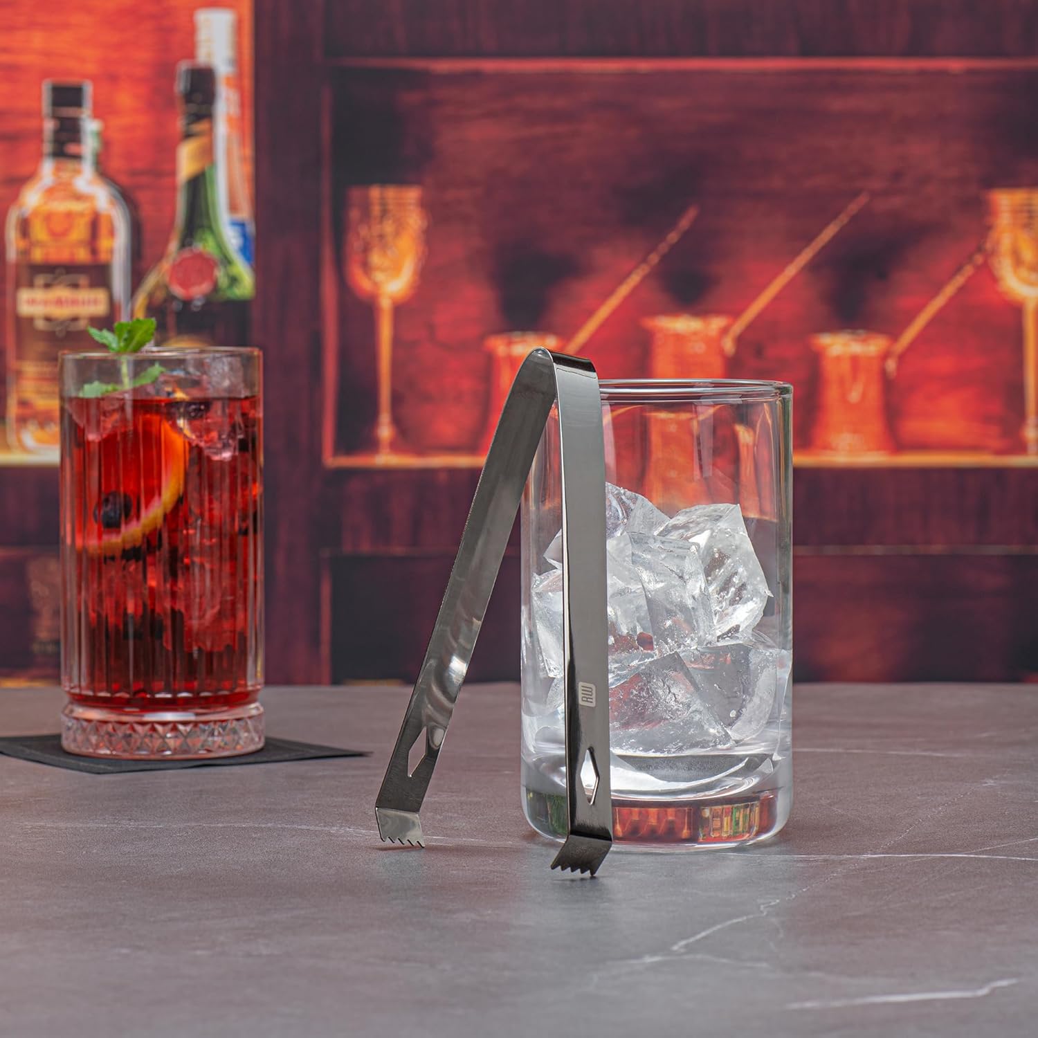 ProKitchen Stainless Steel Ice Tong Diamond for Cocktails - with Claw Grip Teeth, Ergonomic Grip Metal Tongs, Ice Picker for Bar and Home - Copper 2