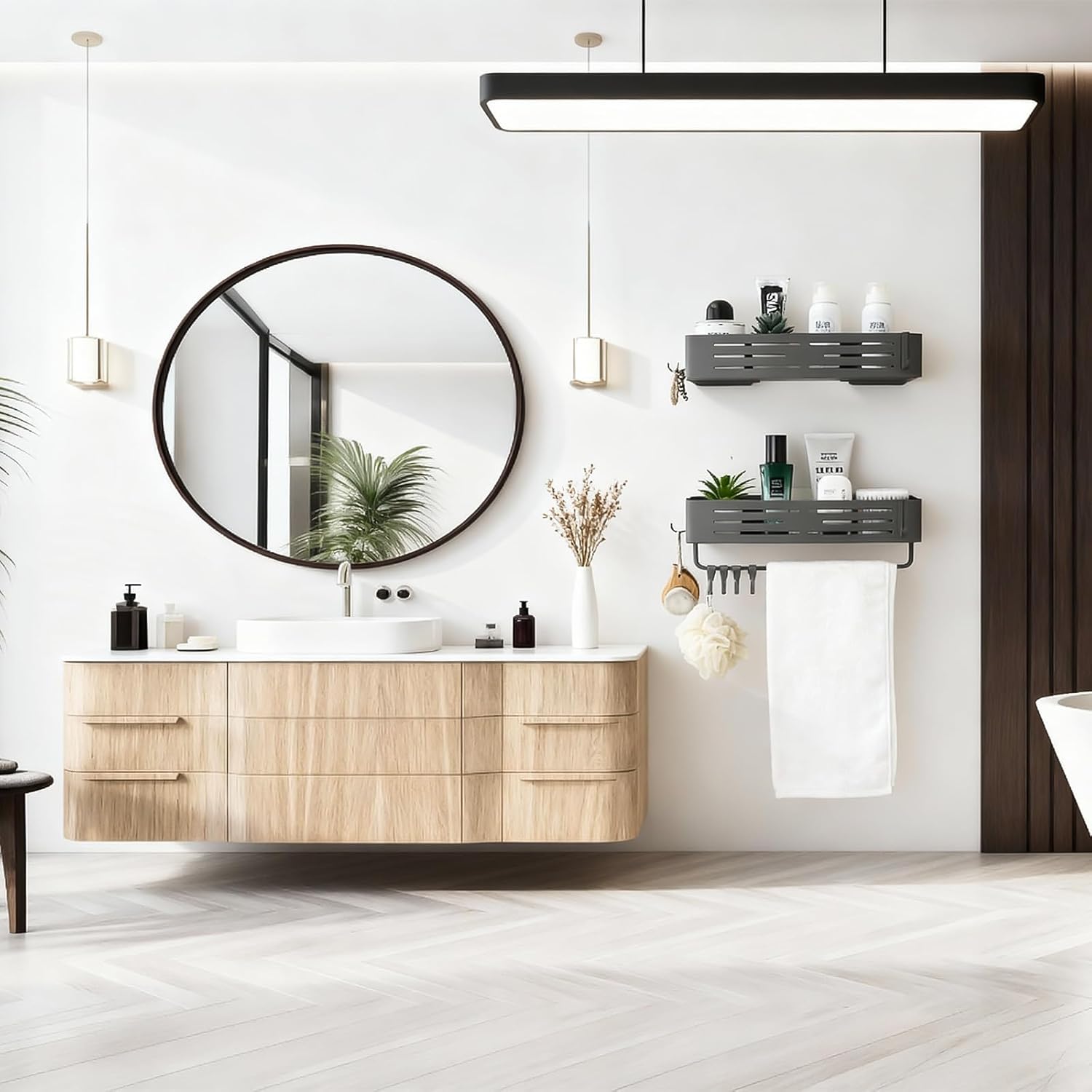 Shower Caddy Suction Cup, Space-Saving Shower Organizer Removable Storage Rack With Large Capacity, No Drilling Suction Shelves for Bathroom Storage & Home Decor(2 Tier Square-Gray)