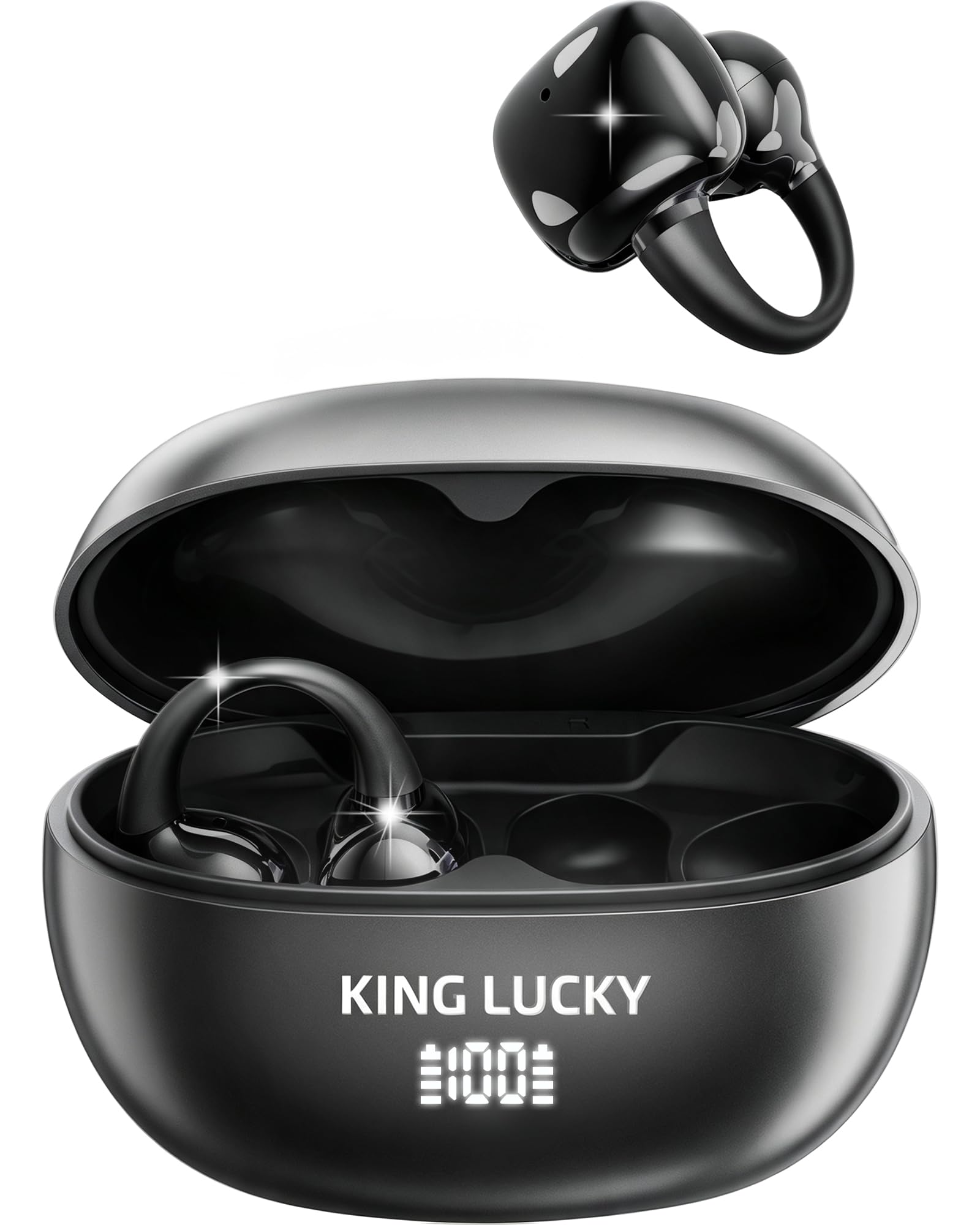 Kinglucky i153 Open Ear Earbuds Black Matte Black - Image 1