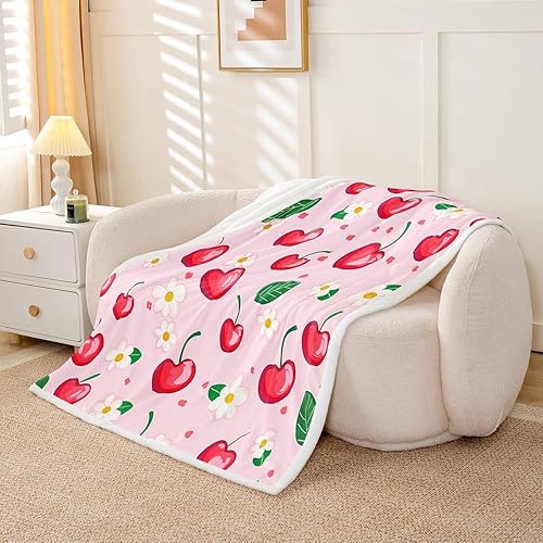 Miniatura 68 de Manfei Pink Flower Throw Blanket Watercolor Floral Leaves Print Fleece Blanket Plants Wildflower Cozy Throws for Bed Couch Sofa,Kids Boys Girls Room