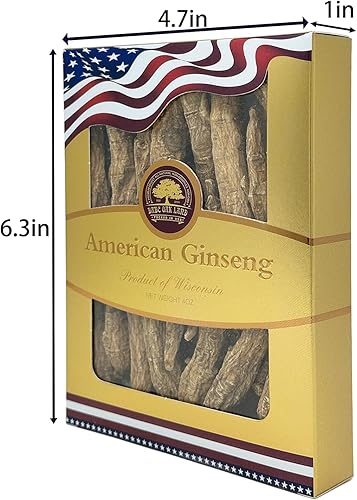 Miniatura 2 de Raíz de ginseng cultivada de Wisconsin Americana Seleccionada a mano de 4 onzas = 113 gm/caja | Rama grande larga y grande | Caja cultivada de