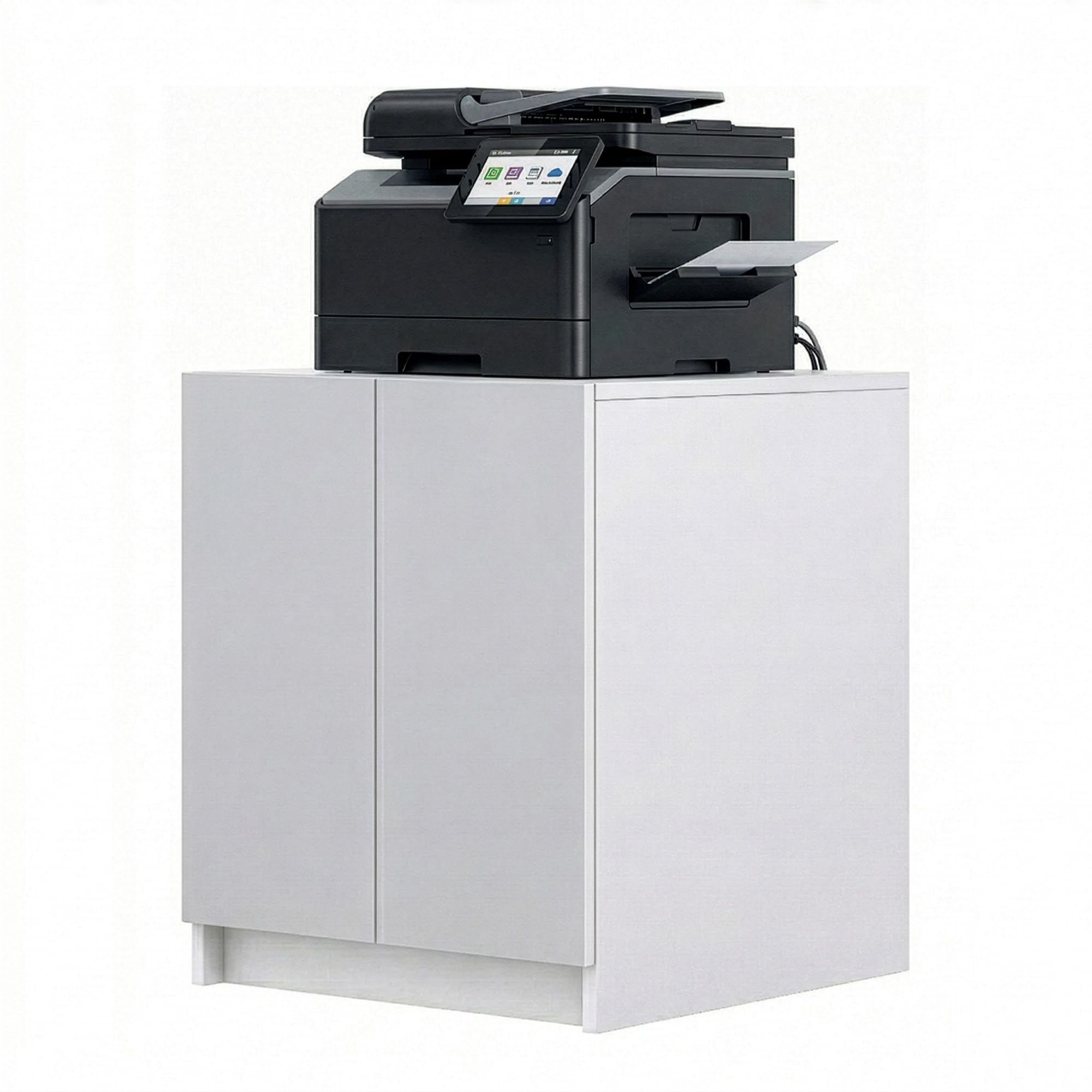 Druckerschrank Elona, Druckerkommode mit Soft-Close & Push-to-Open, Druckertisch, Büromöbel, Home Office & Büro, Weiß matt (51 x 60,5 x 54 cm)
