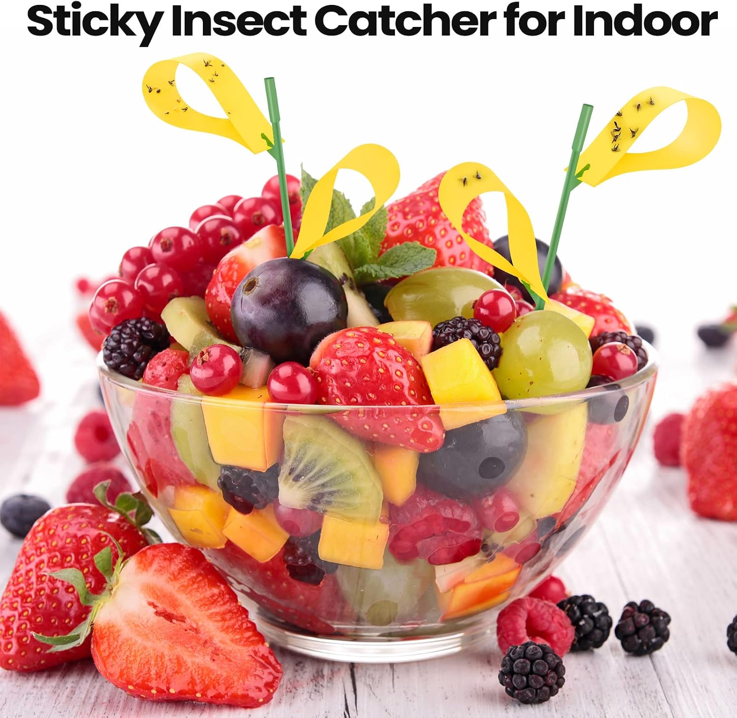 Qualirey 300 Pcs Sticky Houseplant Traps Fungus Gnat Fruit Fly Trap Sticky Houseplant Stakes Insect for Outdoor Garden Aphids, Whiteflies, Fruit Flies, Fungus Gnats, and Other Insects (Yellow)