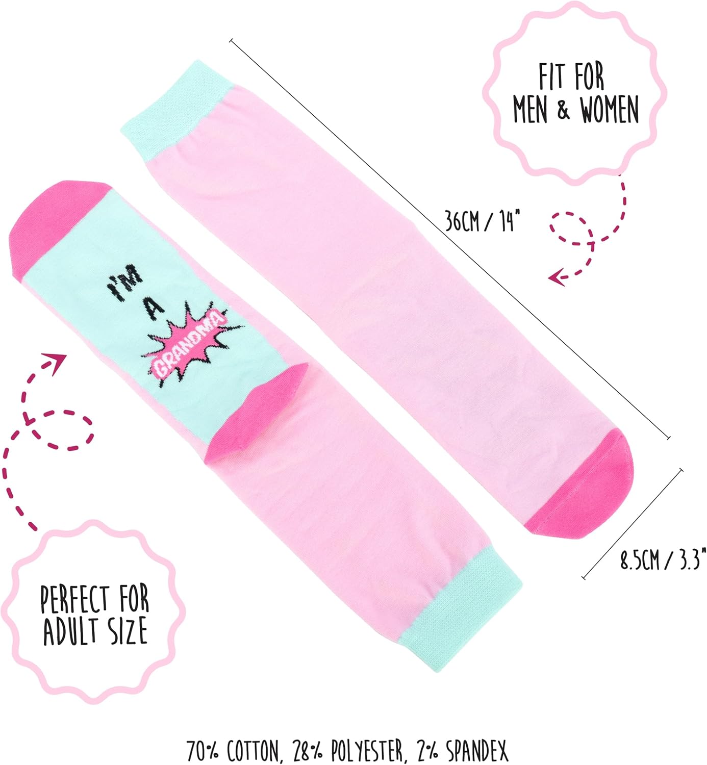 Grandma Socks Women Crew - Granny Socks Funny Saying - Best Stocking Stuffers for Grandmothers. Best Nana Ever Novelty Sock Valentine Gift Idea – 1 Pair - Image 2