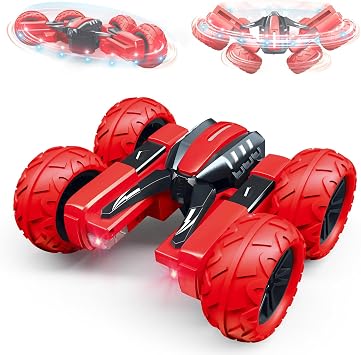 Threeking RC Stunt Car Remote Control Cars with Lights Rotating Double-Sided Driving Indoor Outdoor Toys Gifts Presents for 6 7 8 9 10 11 12 Year Old Kids Boys Girls