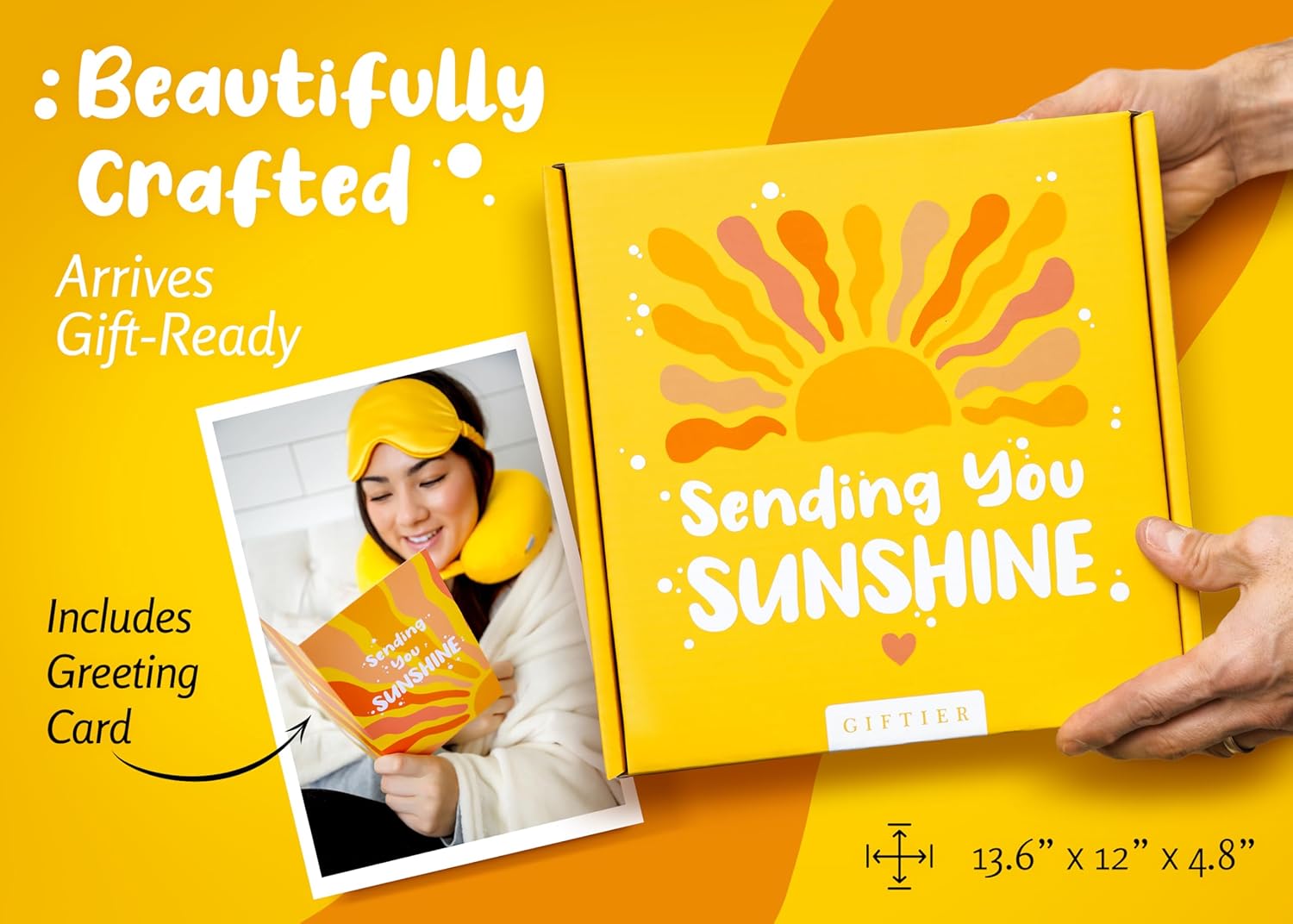 Sunshine Box Care Package for Women w/ Memory Foam Pillow, Blanket, Candle, Socks, and Card - Birthday Gift Basket for Women, Get Well Soon Basket, Thinking of You Gifts - Image 6