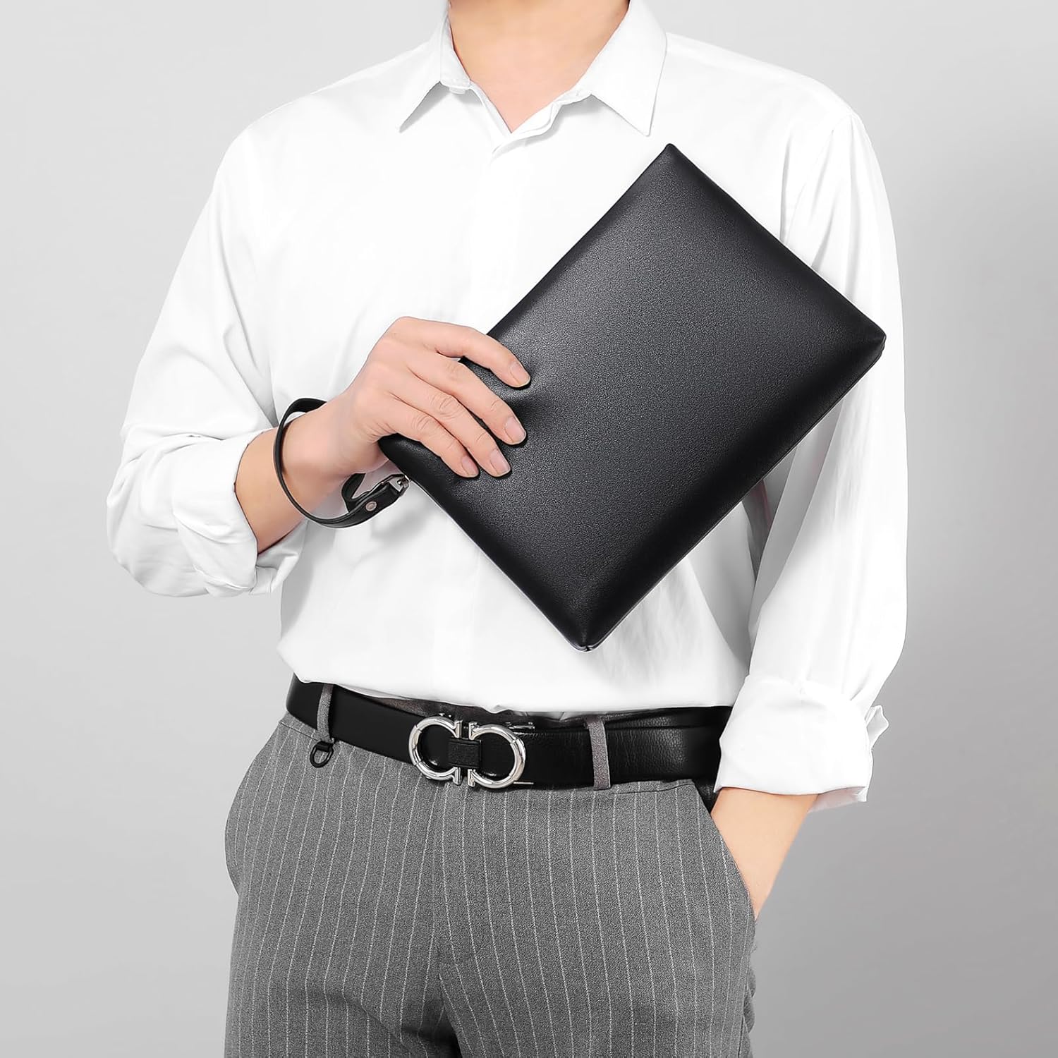 FSD.WG Mens Clutch Bag Handbag Leather Zipper Large Wallet Clutch Purse with Money - Image 2