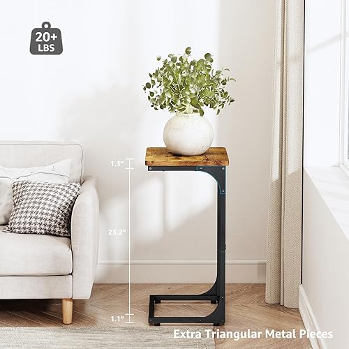 Miniatura 3 de QEEIG - Juego de 2 mesas auxiliares en forma de C, juego de 2 mesas de sala de estar, bandejas de sofá, para casas de campo, de 15.7 pulgadas de