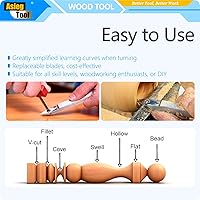 Vista 5 de Mini torno de madera con punta de carburo, herramientas de torneado, conjunto combinado de acabado de detallador más duro con mango de madera e