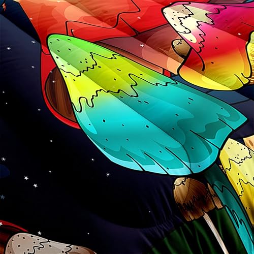 Miniatura 3 de Juego de ropa de cama de hongos para niñas, ultra suave, juego de edredón de tamaño matrimonial para niños, lindo juego de edredón de hongos de