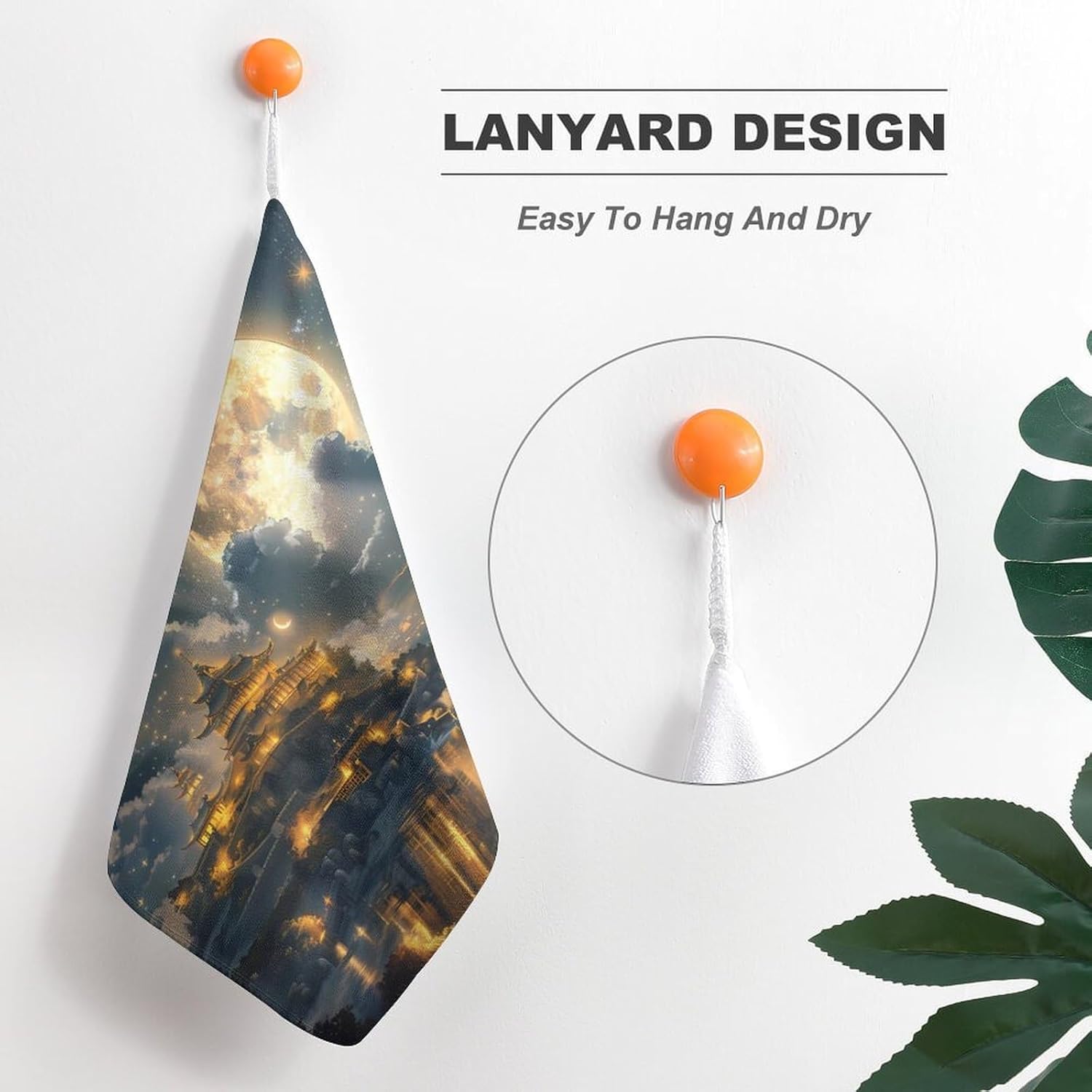 Tower Palace Hand Towels for Bathroom Kitchen Towels Small Towel Handkerchiefs with Hanging Loop 4PCS