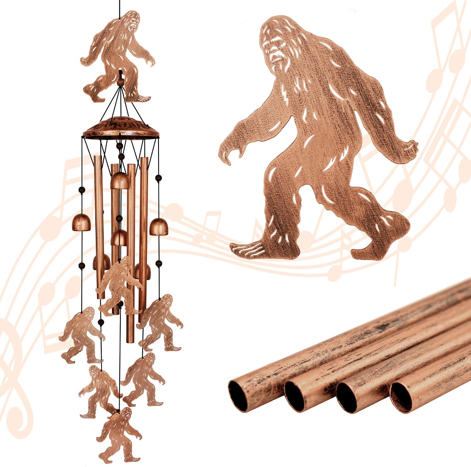 Bigfoot Wind Chimes for Outside, Metal Windchimes Outdoors, Bigfoot Gifts for Women/Men, Memorial/Birthday Gifts, Garden Decor for Outside, Patio or Yard, Durable Chimes for Outdoors