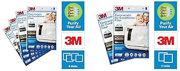 3M Anti Pollution Filter for Converting AC into Air Purifier (White, 4 Packs) + 3M Filtrate Non-Woven Fiber Electrostatic Air Purifying Filter for Split ACS (White, 2 Packs)