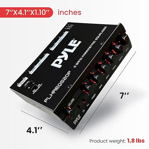 Miniatura 7 de Pyle Ecualizador paramétrico con subwoofer, salida de preamplificador RMS de 5 voltios con control de ganancia de subwoofer y 2 fuentes de entrada