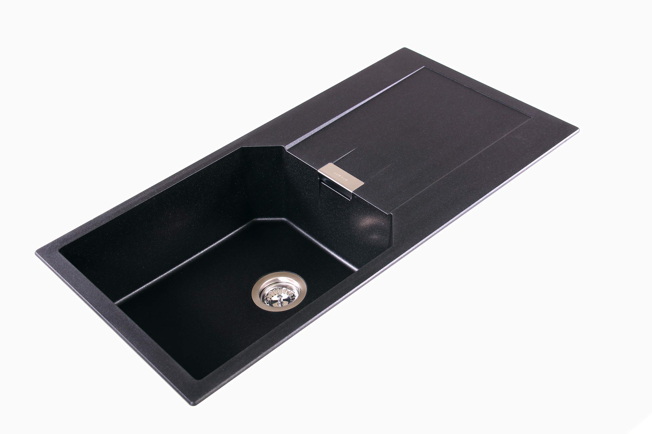 Schock MAND100LAGAS Küchenspüle, Auflage in Évier de Cuisine Compact Manhattan D-100L Asphalt-100 x 51 cm-en Granit Gris-avec Volume supplémentaire à partir de 60 cm-Largeur sous Meuble
