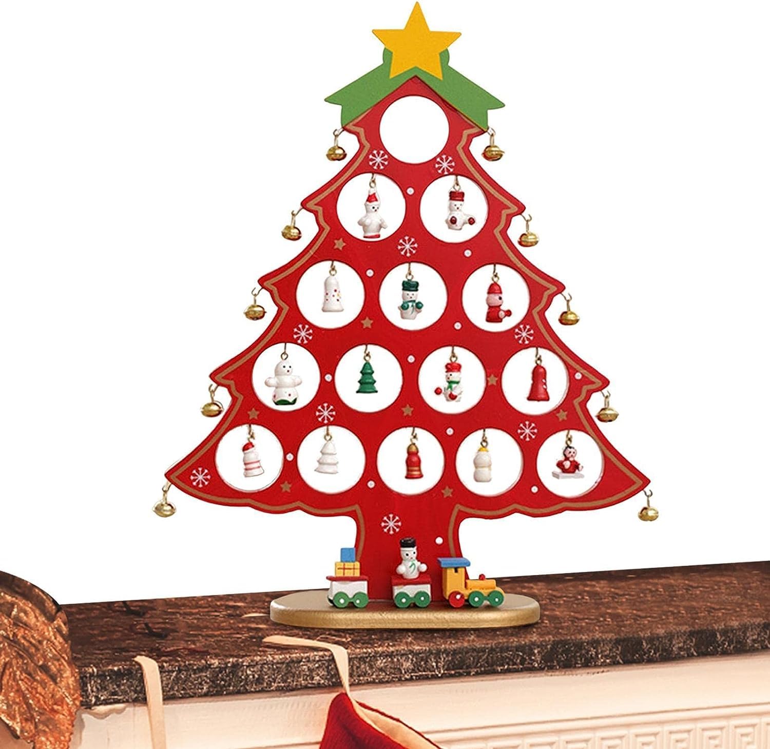 クリスマスツリー卓上 | かわいいミニチュア木製オーナメント付き Amazon.co.jp: クリスマスツリー卓上 | かわいいミニチュア木製