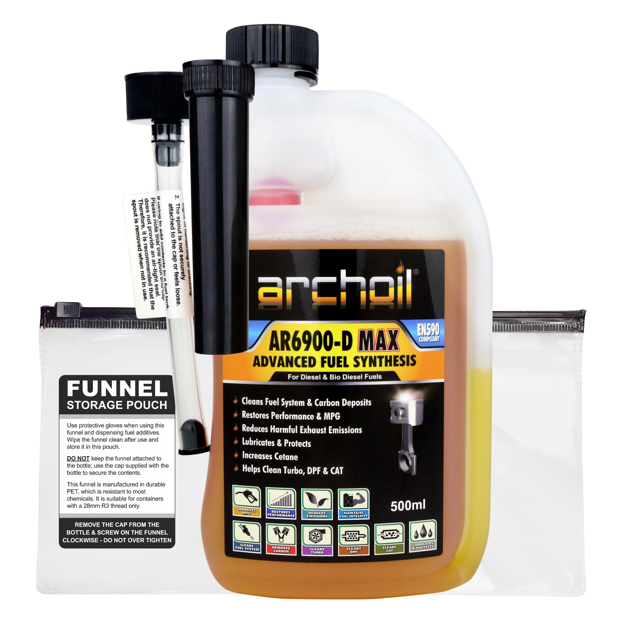 Archoil AR6900-D Max Advanced Diesel Fuel Synthesis 500ml | Advanced Super Diesel Fuel Converter with Ongoing Fuel System, Fuel Injector, DPF, EGR and Turbo Cleaning (500ml)