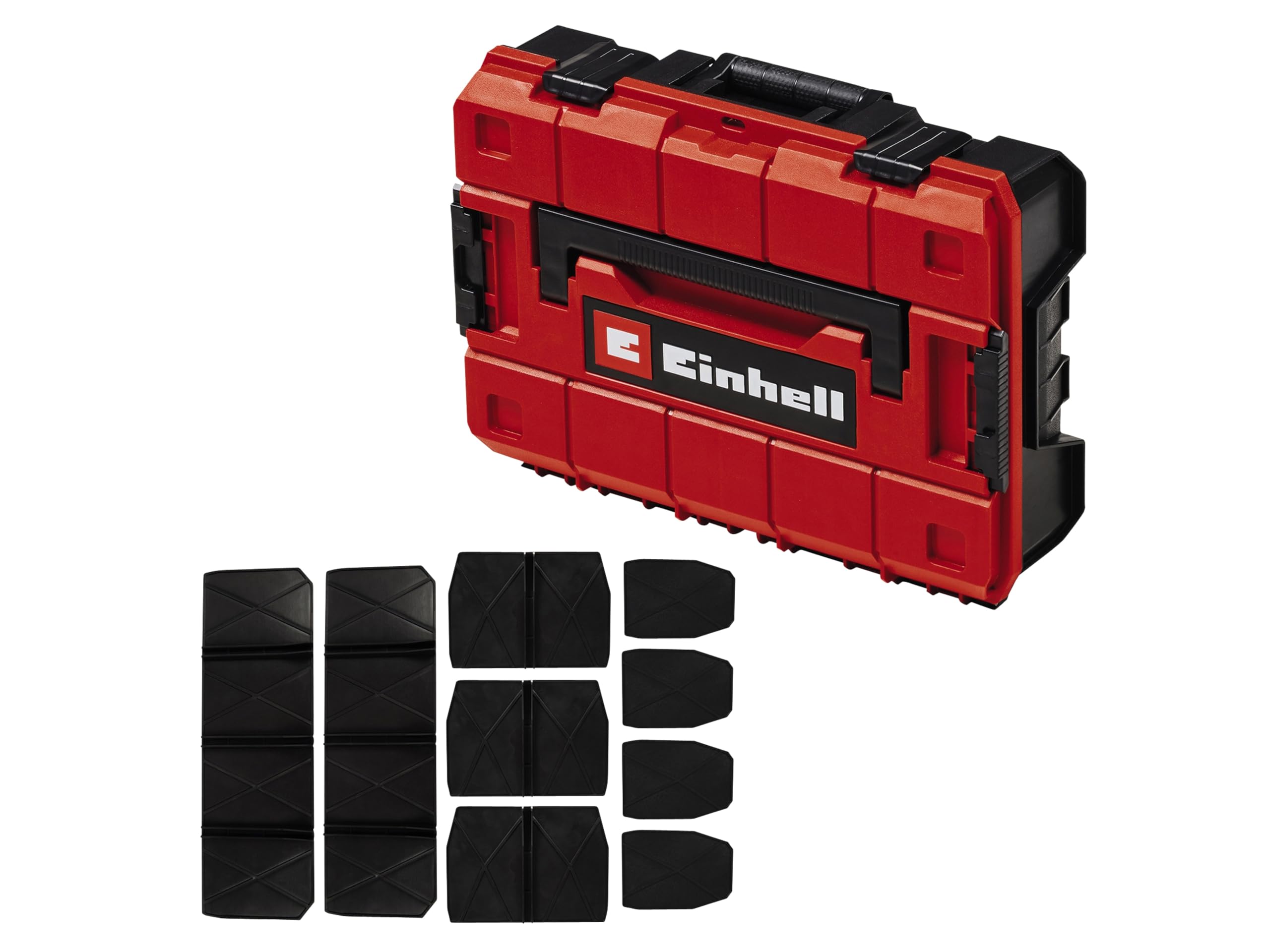 Einhell ECase S-F - Valigetta per attrezzi universale, 44 x 32 x 13 cm, carico massimo 25 kg, impermeabile, impilabile, con 9 scomparti in plastica