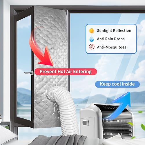 Miniatura 2 de FSEN Kit de sellado portátil para ventana de CA, barrera de ventana de alta resistencia con orificio ajustable, impermeable sin taladros y ajuste