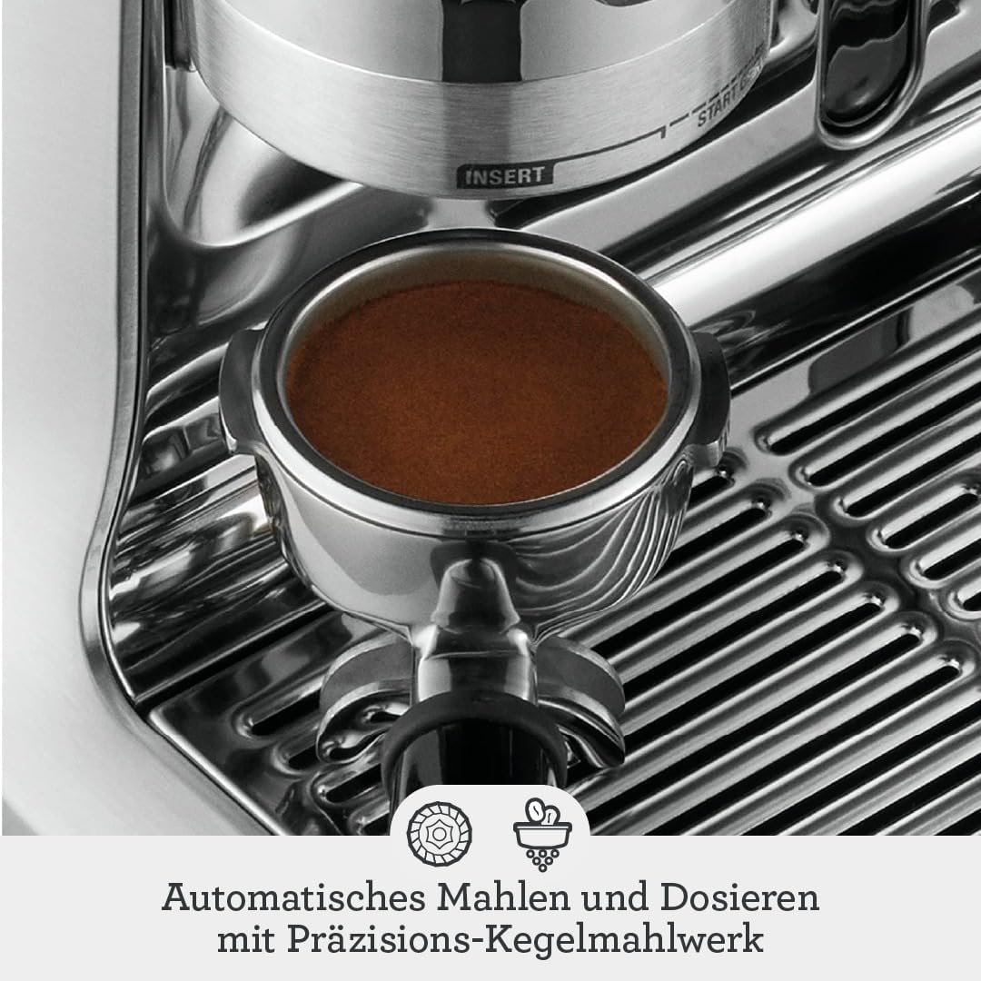 Sage Appliances Barista Pro Espressomaschine und Kaffeemaschine mit Milchaufschäumer Siebträgermaschine SES878 Gebürs...