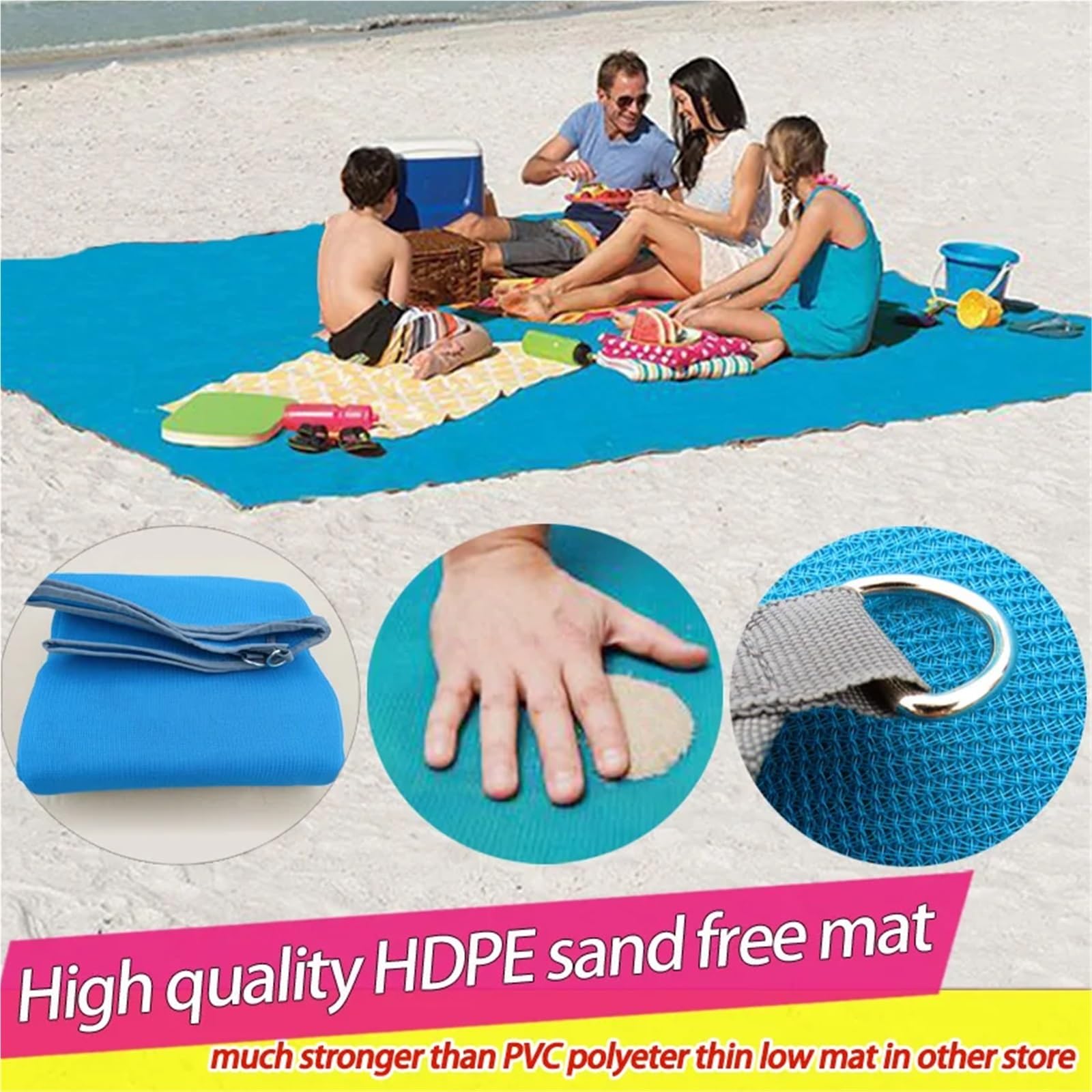 Couverture Pique Nique Couverture de Pique-Nique, Grand Tapis de Plage sans Sable, Tapis de Camping Pliable, Tapis de Plage Portable et léger(Beach Mat M)