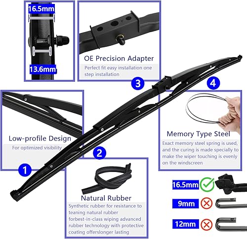 Miniatura 2 de 2 limpiaparabrisas de 28 pulgadas de alta resistencia para montar en silla de montar para autocaravana, vehículo recreativo RV y autobús con 20