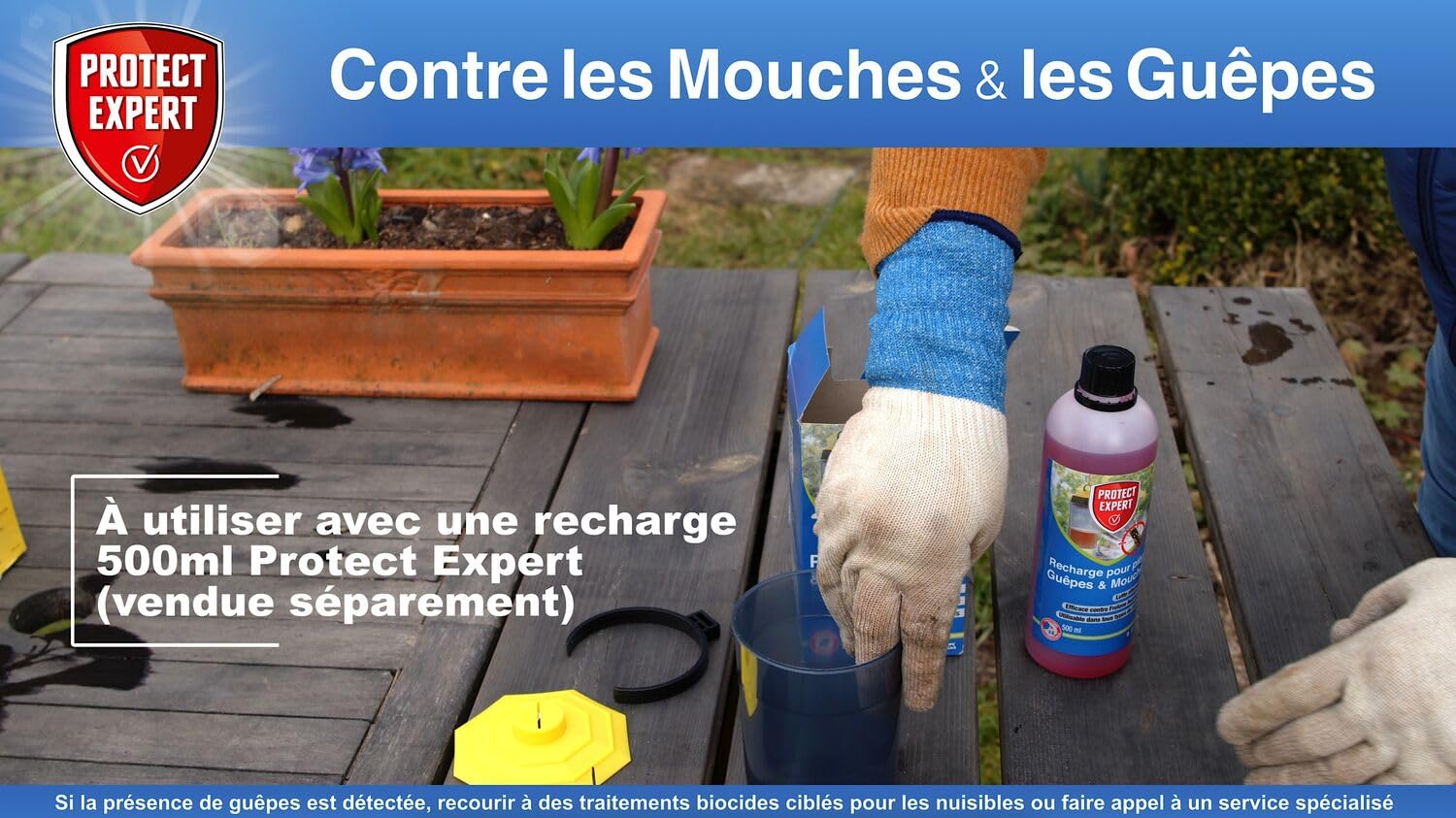 PROTECT EXPERT Piège a Guêpes, Frelons, Mouches - Adapté Aux Frelons Asiatiques - A Poser ou Suspendre - En extérieur - Réutilisable GUEPIEG