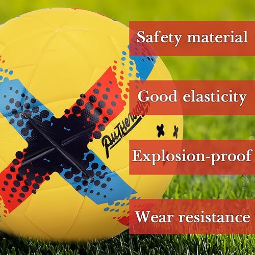 Miniatura 3 de Linkidea Balón de fútbol de piel sintética termalmente unido tamaño 4, pelota de fútbol de larga duración con costuras sin costuras, pelota de