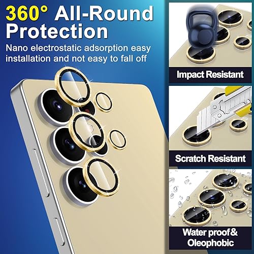 Vista 515 de para Samsung Galaxy Z Flip 7 Protector de Lente de Cámara, Cubierta de Lente de Vidrio Templado con Anillo de Metal Individual, [Fuerte Adhesión] 1