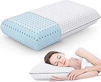 CushyOasis Memory Foam Pillow for Side, Back & Stomach Sleepers - Breathable Washable Cover, Standard Size Grey