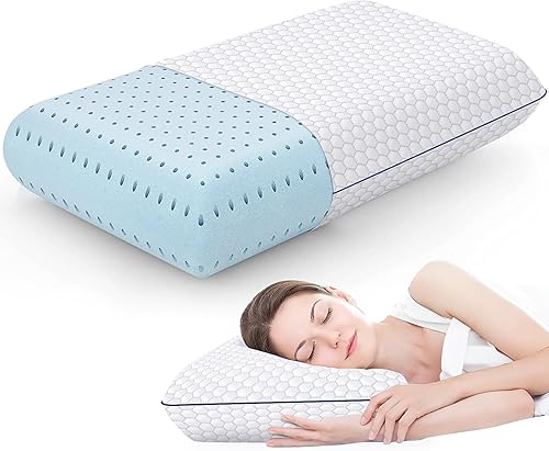 CushyOasis Almohadas de espuma viscoelástica para dormir de lado, espalda y boca abajo, almohada refrescante con funda lavable y malla transpirable,